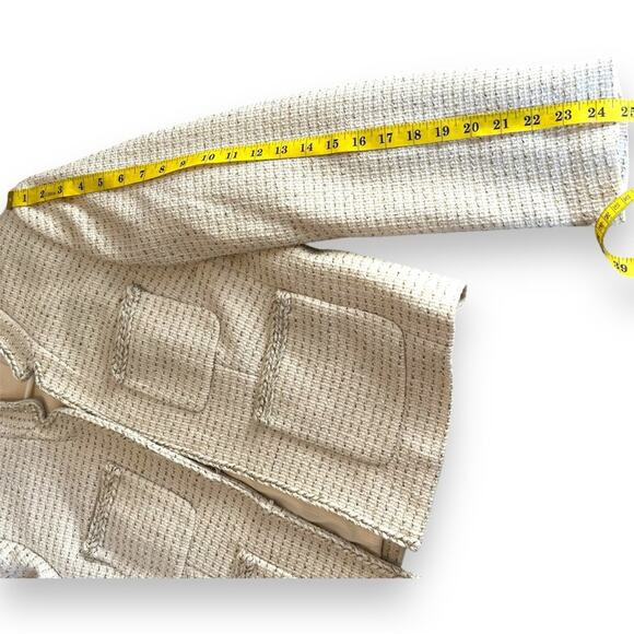 J.Crew Metallic Tweed Blazer Jacket in Off White - Size 10 ** - Picture 13 of 15